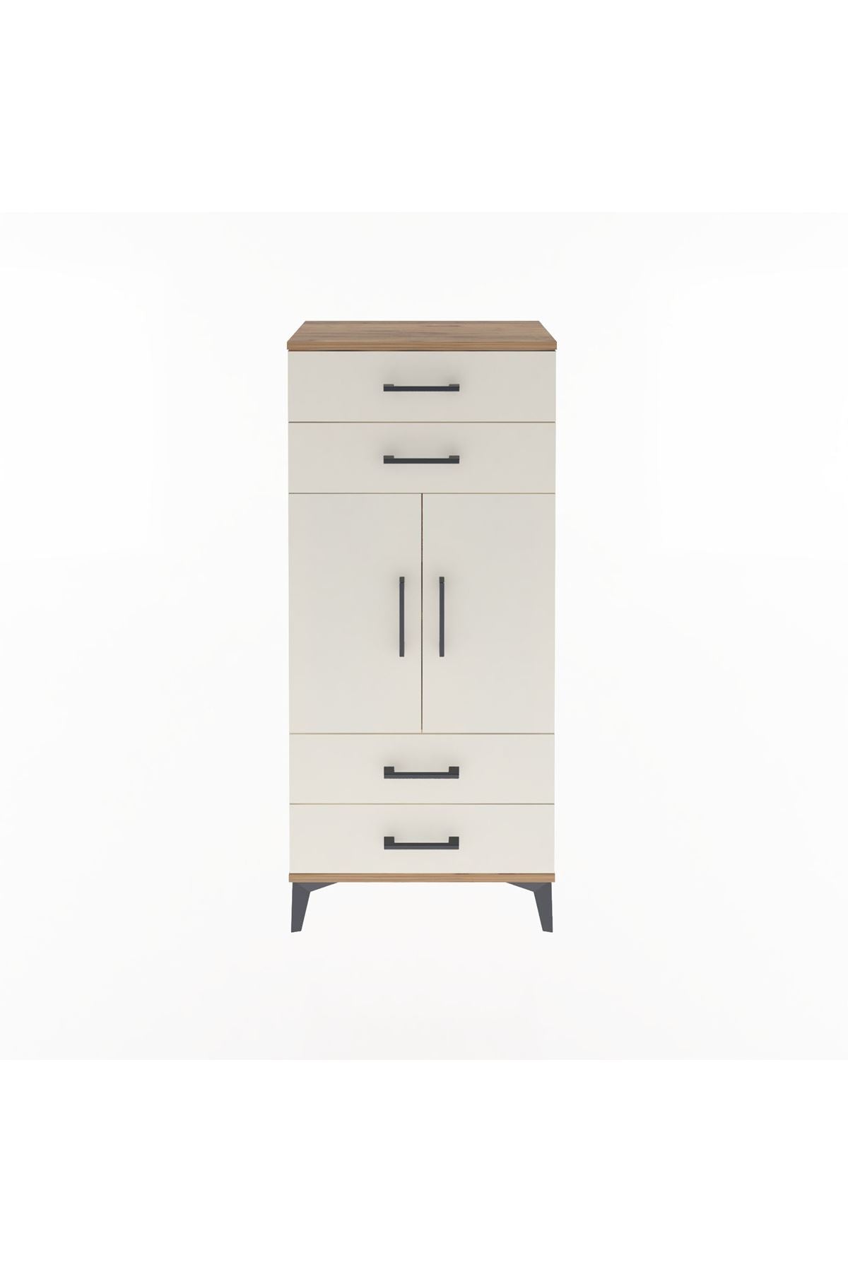 Arges Dolap 2 Raflı 4 Çekmeceli 2 Kapaklı 60x30x134 - S17M121V7A