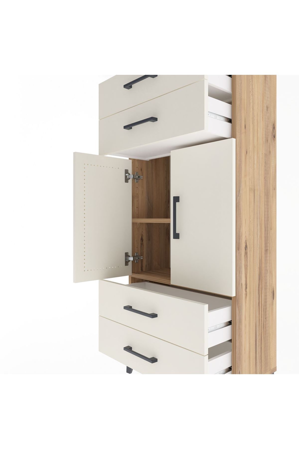 Arges Dolap 2 Raflı 4 Çekmeceli 2 Kapaklı 60x30x134 - S17M121V7A