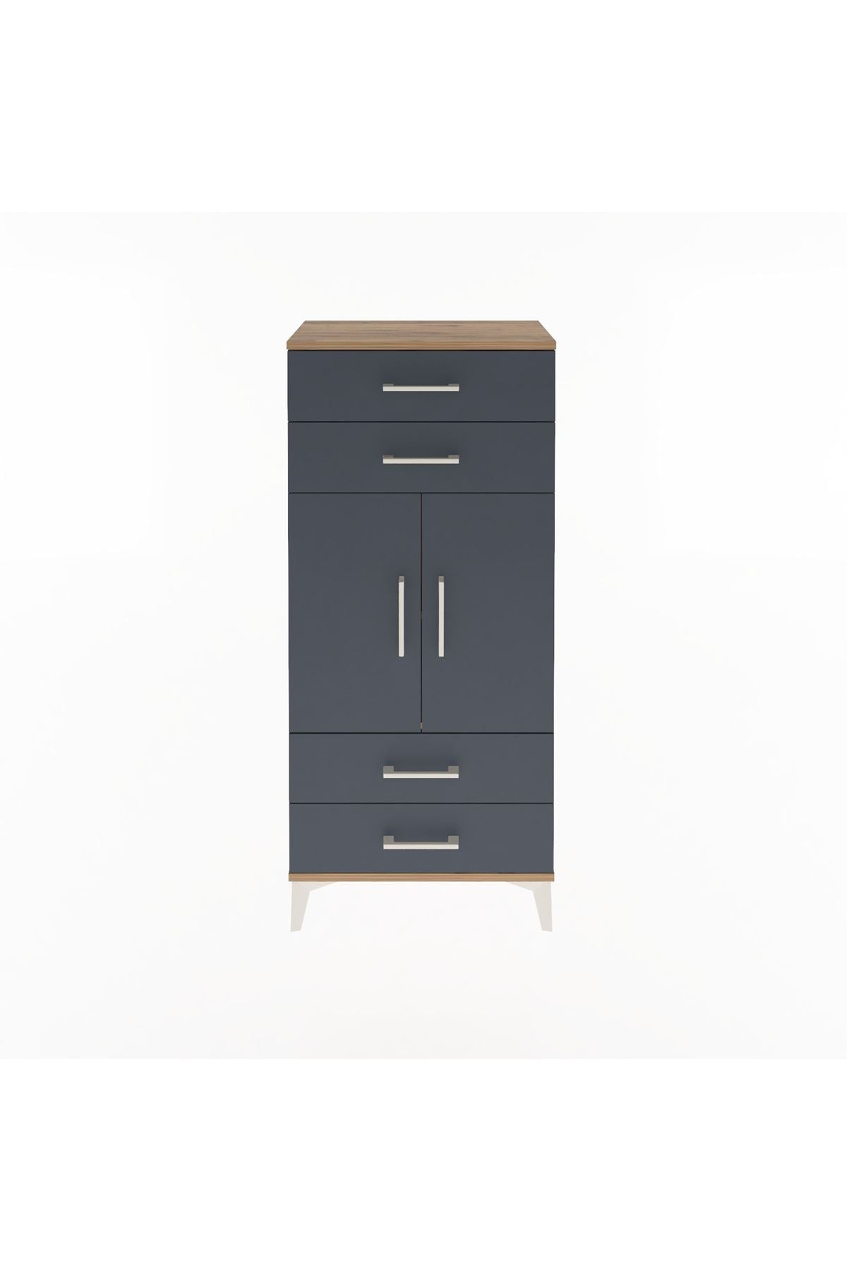 Arges Dolap 2 Raflı 4 Çekmeceli 2 Kapaklı 60x30x134 - S17M121V8A