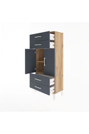 Arges Dolap 2 Raflı 4 Çekmeceli 2 Kapaklı 60x30x134 - S17M121V8A