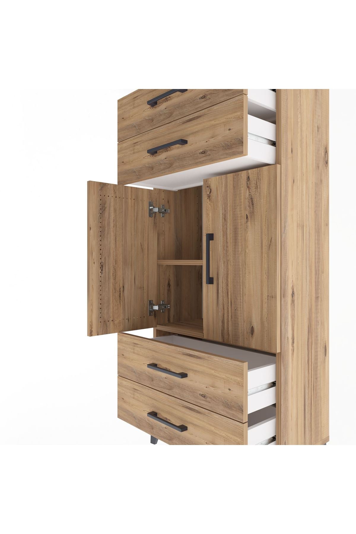 Arges Dolap 2 Raflı 4 Çekmeceli 2 Kapaklı 60x30x134 - S17M121V9A
