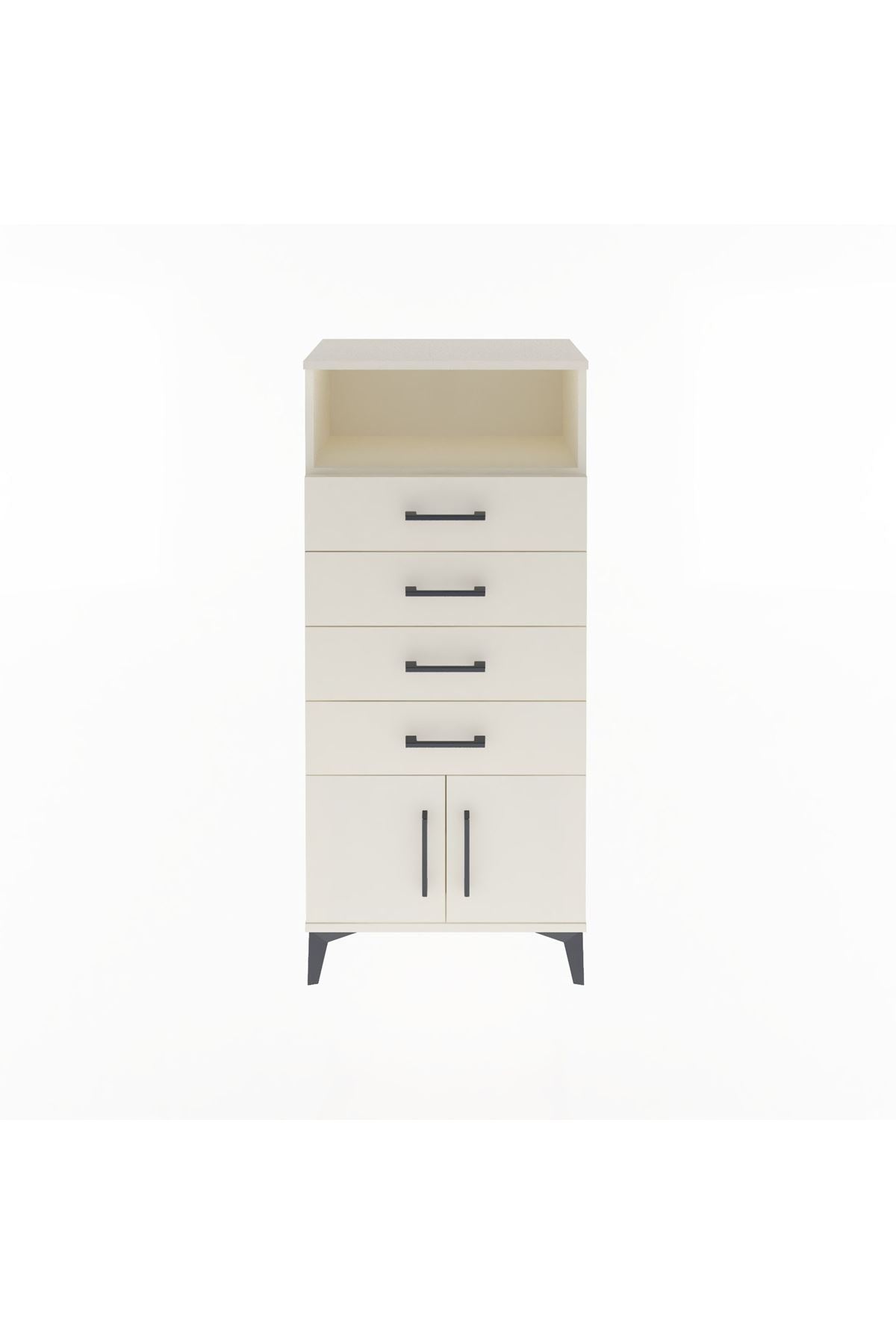 Arges Dolap Tek Raflı 4 Çekmeceli 2 Kapaklı 60x30x134 - S17M122V1A
