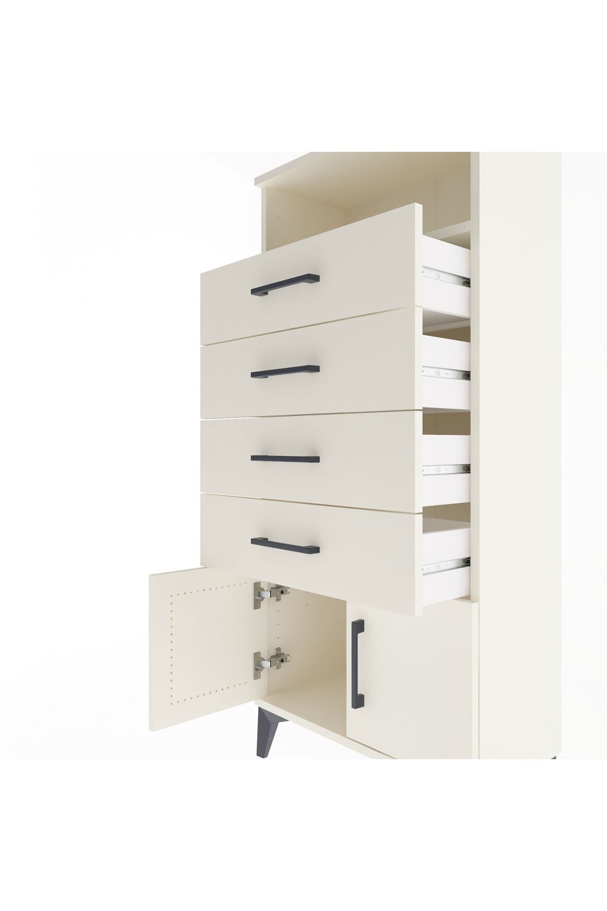 Arges Dolap Tek Raflı 4 Çekmeceli 2 Kapaklı 60x30x134 - S17M122V1A