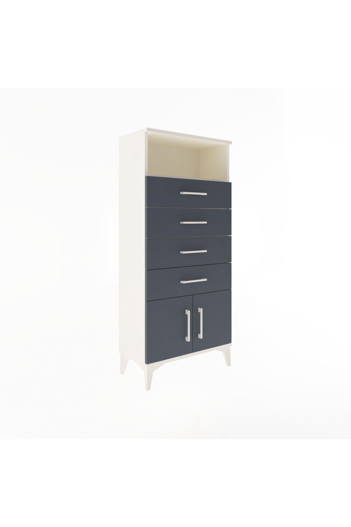 Arges Dolap Tek Raflı 4 Çekmeceli 2 Kapaklı 60x30x134 - S17M122V2A