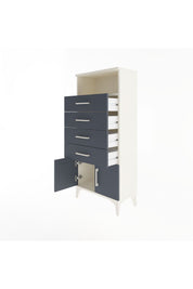 Arges Dolap Tek Raflı 4 Çekmeceli 2 Kapaklı 60x30x134 - S17M122V2A