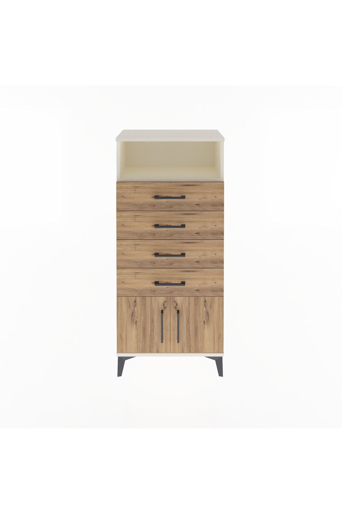 Arges Dolap Tek Raflı 4 Çekmeceli 2 Kapaklı 60x30x134 - S17M122V3A