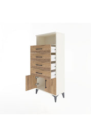 Arges Dolap Tek Raflı 4 Çekmeceli 2 Kapaklı 60x30x134 - S17M122V3A