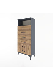 Arges Dolap Tek Raflı 4 Çekmeceli 2 Kapaklı 60x30x134 - S17M122V6A