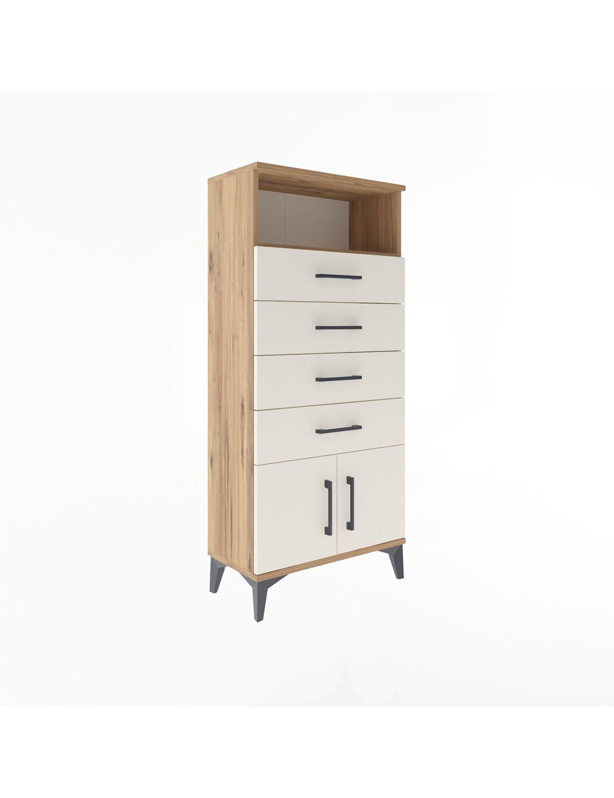 Arges Dolap Tek Raflı 4 Çekmeceli 2 Kapaklı 60x30x134 - S17M122V7A
