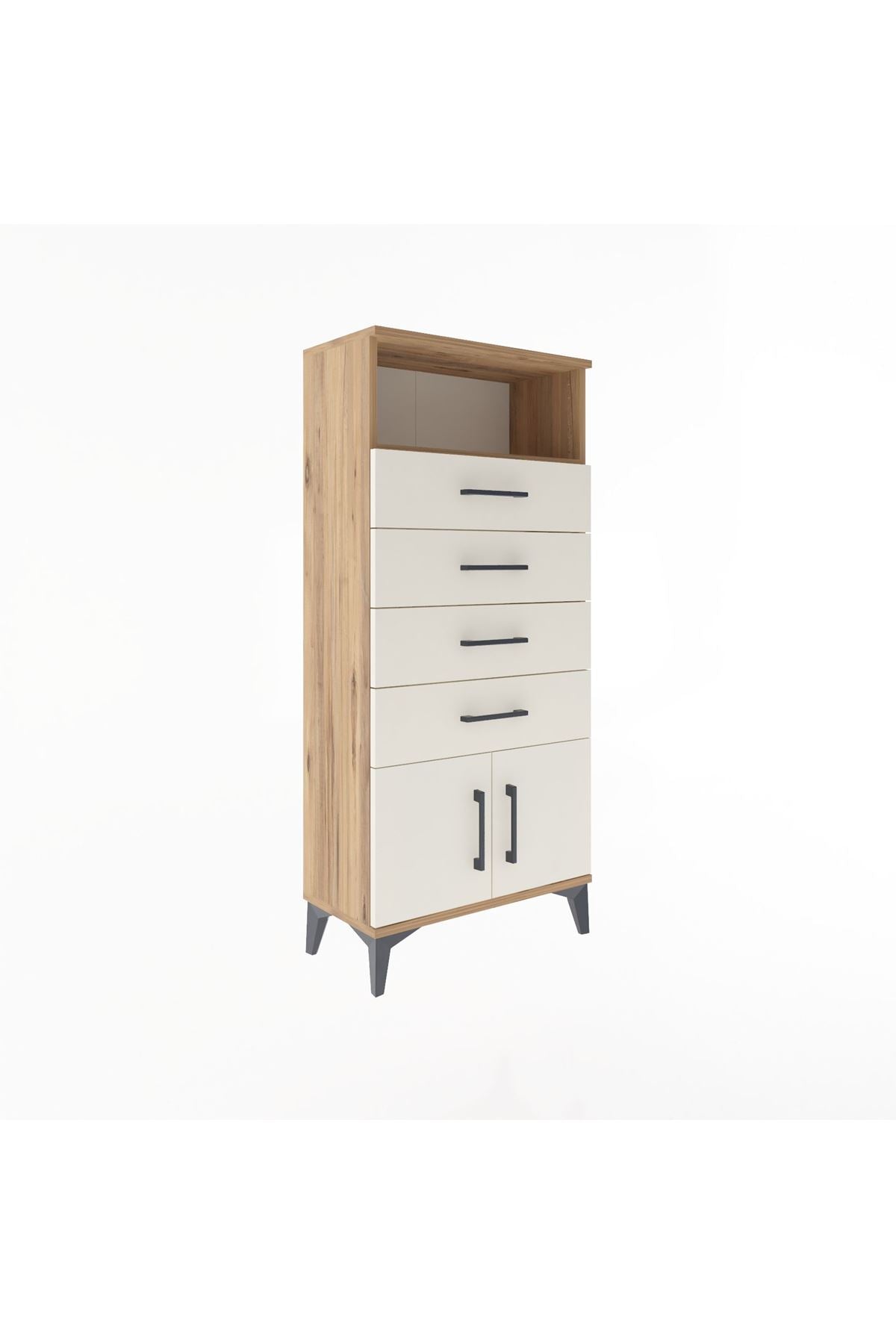 Arges Dolap Tek Raflı 4 Çekmeceli 2 Kapaklı 60x30x134 - S17M122V7A