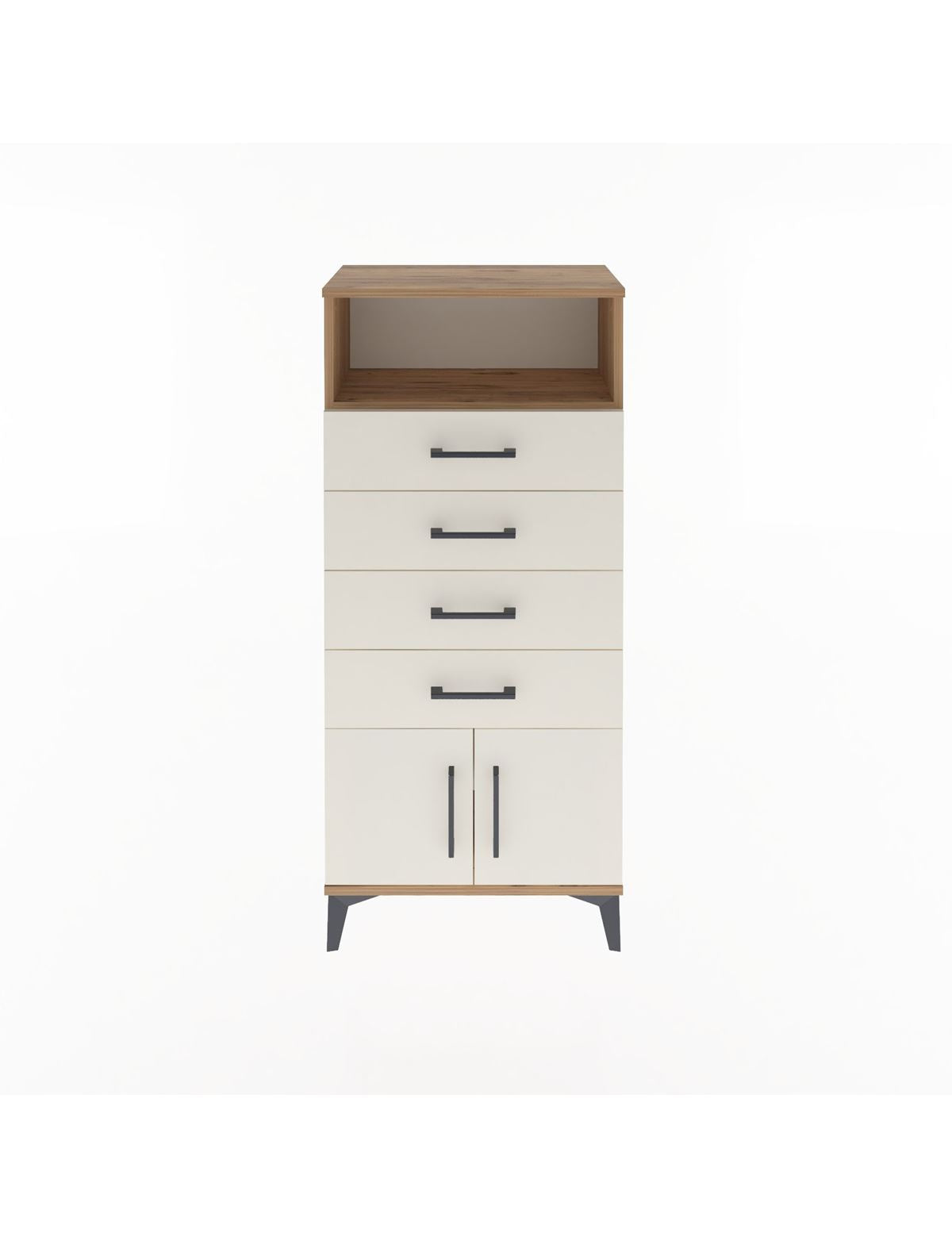 Arges Dolap Tek Raflı 4 Çekmeceli 2 Kapaklı 60x30x134 - S17M122V7A