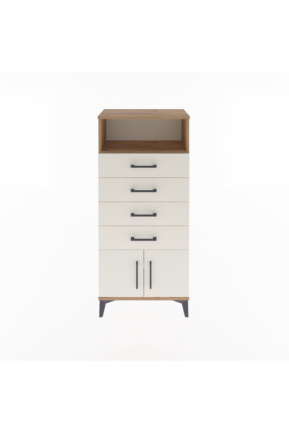 Arges Dolap Tek Raflı 4 Çekmeceli 2 Kapaklı 60x30x134 - S17M122V7A