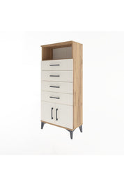 Arges Dolap Tek Raflı 4 Çekmeceli 2 Kapaklı 60x30x134 - S17M122V7A