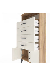 Arges Dolap Tek Raflı 4 Çekmeceli 2 Kapaklı 60x30x134 - S17M122V7A