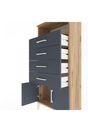 Arges Dolap Tek Raflı 4 Çekmeceli 2 Kapaklı 60x30x134 - S17M122V8A