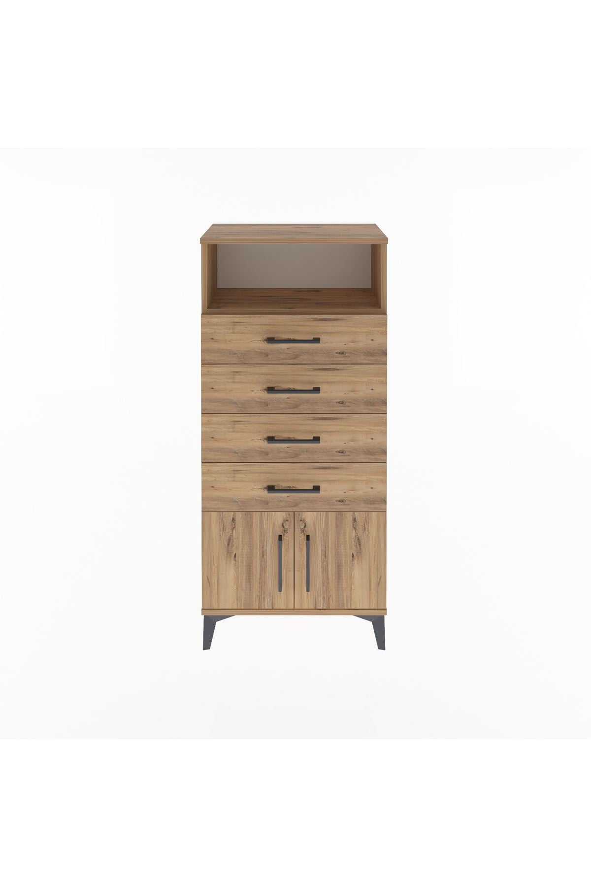 Arges Dolap Tek Raflı 4 Çekmeceli 2 Kapaklı 60x30x134 - S17M122V9A