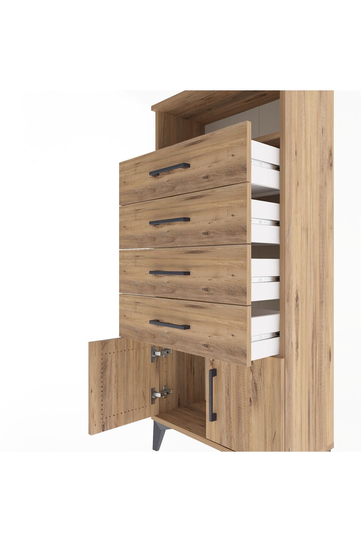 Arges Dolap Tek Raflı 4 Çekmeceli 2 Kapaklı 60x30x134 - S17M122V9A