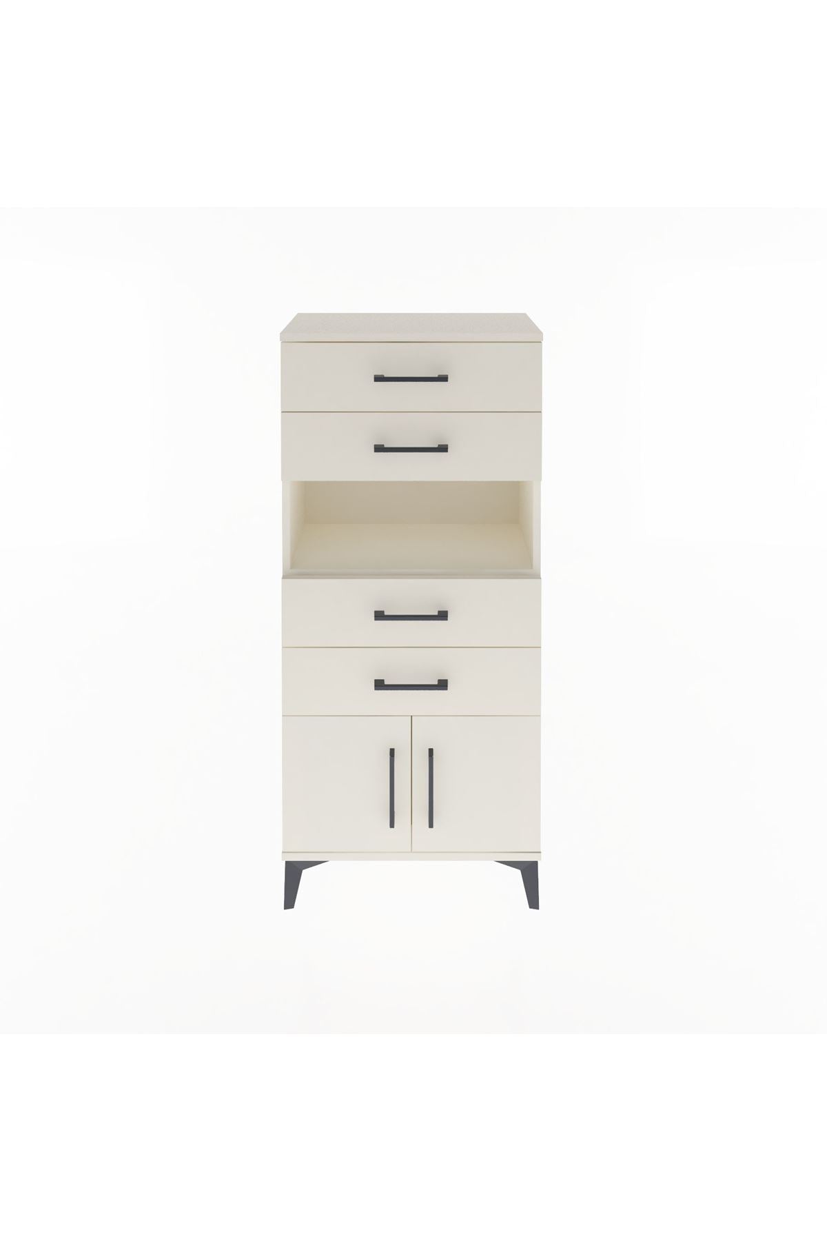 Arges Dolap Tek Raflı 4 Çekmeceli 2 Kapaklı 60x30x134 - S17M123V1A