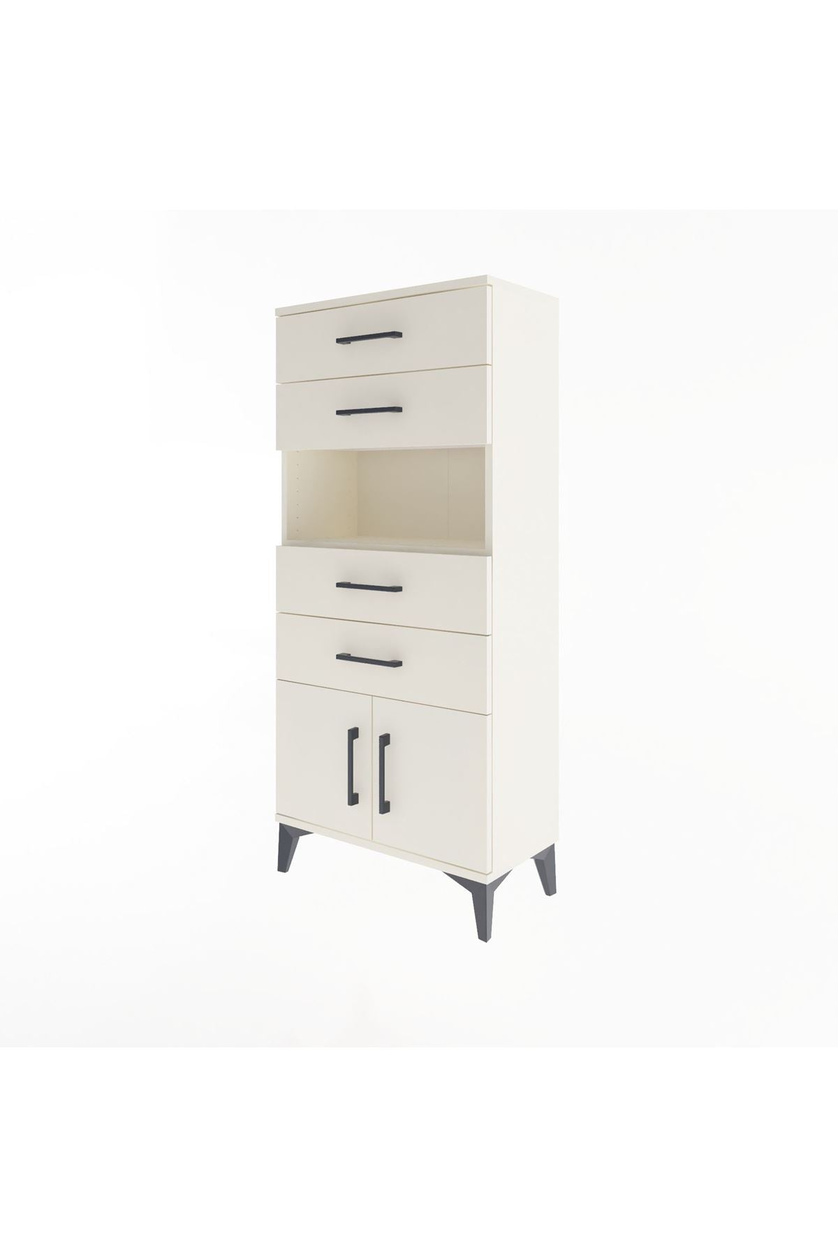 Arges Dolap Tek Raflı 4 Çekmeceli 2 Kapaklı 60x30x134 - S17M123V1A