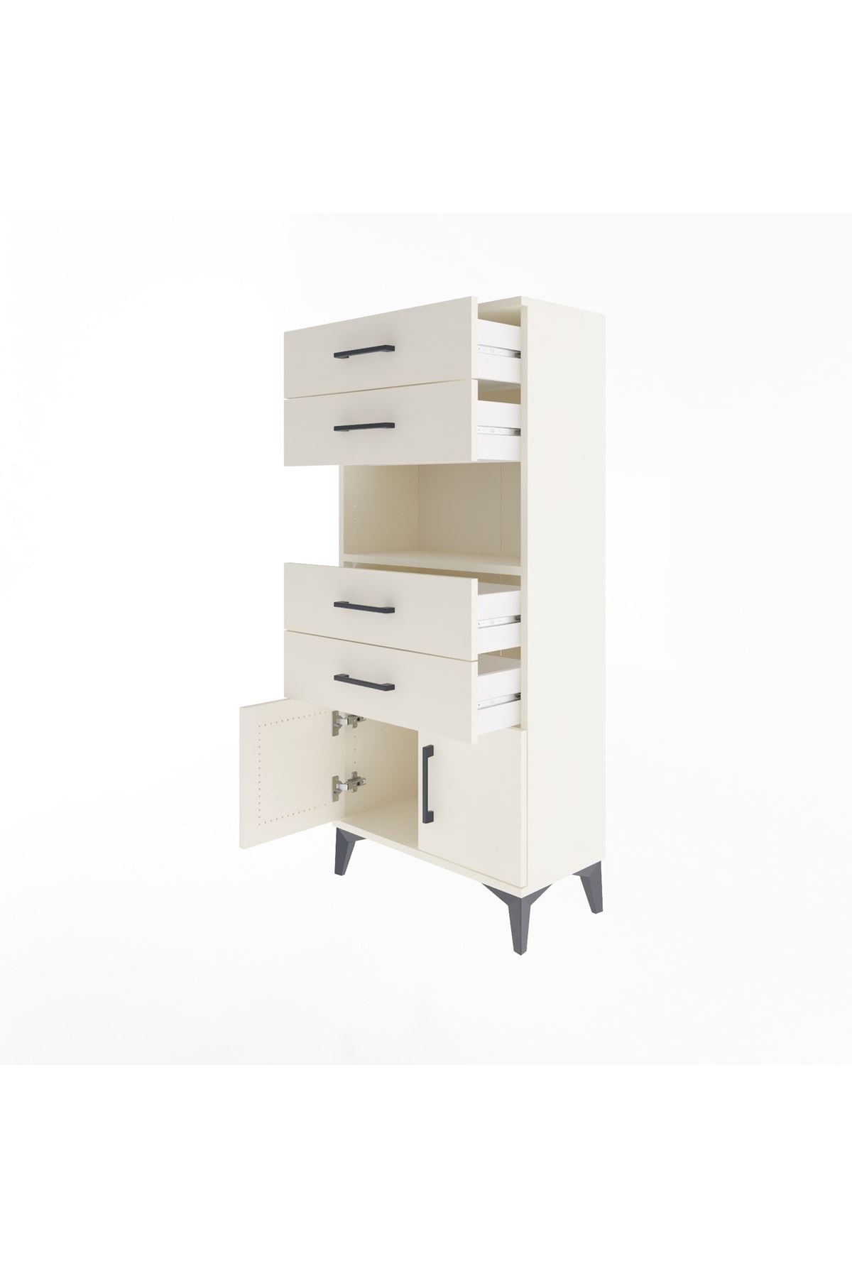 Arges Dolap Tek Raflı 4 Çekmeceli 2 Kapaklı 60x30x134 - S17M123V1A