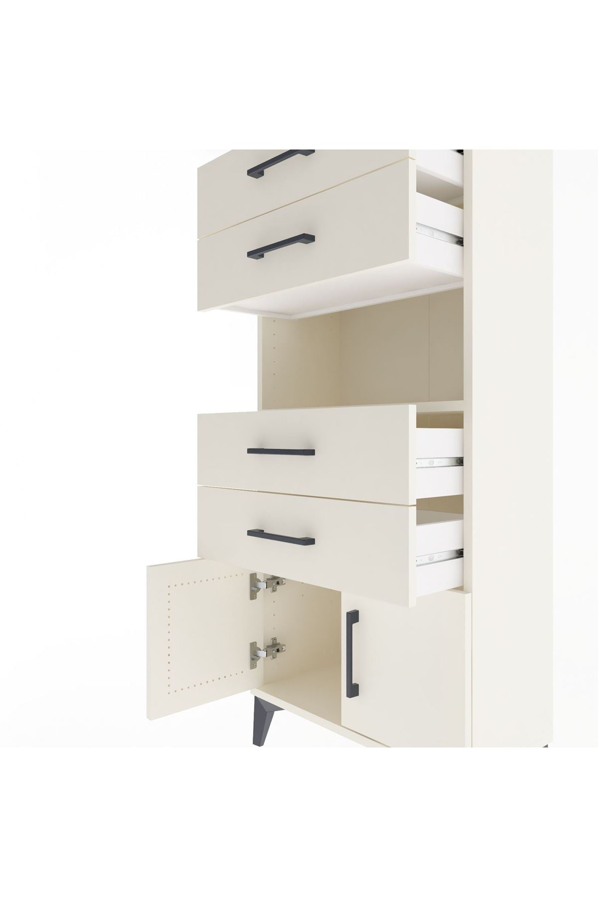 Arges Dolap Tek Raflı 4 Çekmeceli 2 Kapaklı 60x30x134 - S17M123V1A