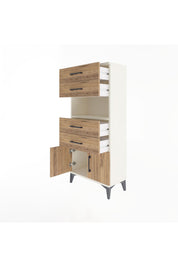 Arges Dolap Tek Raflı 4 Çekmeceli 2 Kapaklı 60x30x134 - S17M123V3A