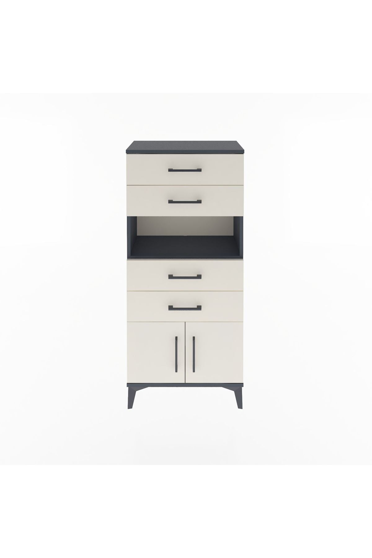 Arges Dolap Tek Raflı 4 Çekmeceli 2 Kapaklı 60x30x134 - S17M123V4A