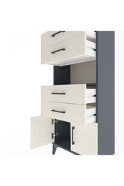 Arges Dolap Tek Raflı 4 Çekmeceli 2 Kapaklı 60x30x134 - S17M123V4A