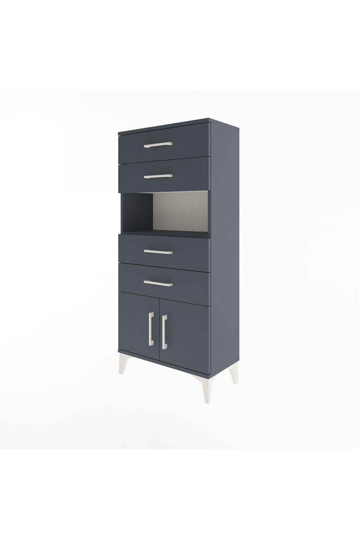 Arges Dolap Tek Raflı 4 Çekmeceli 2 Kapaklı 60x30x134 - S17M123V5A