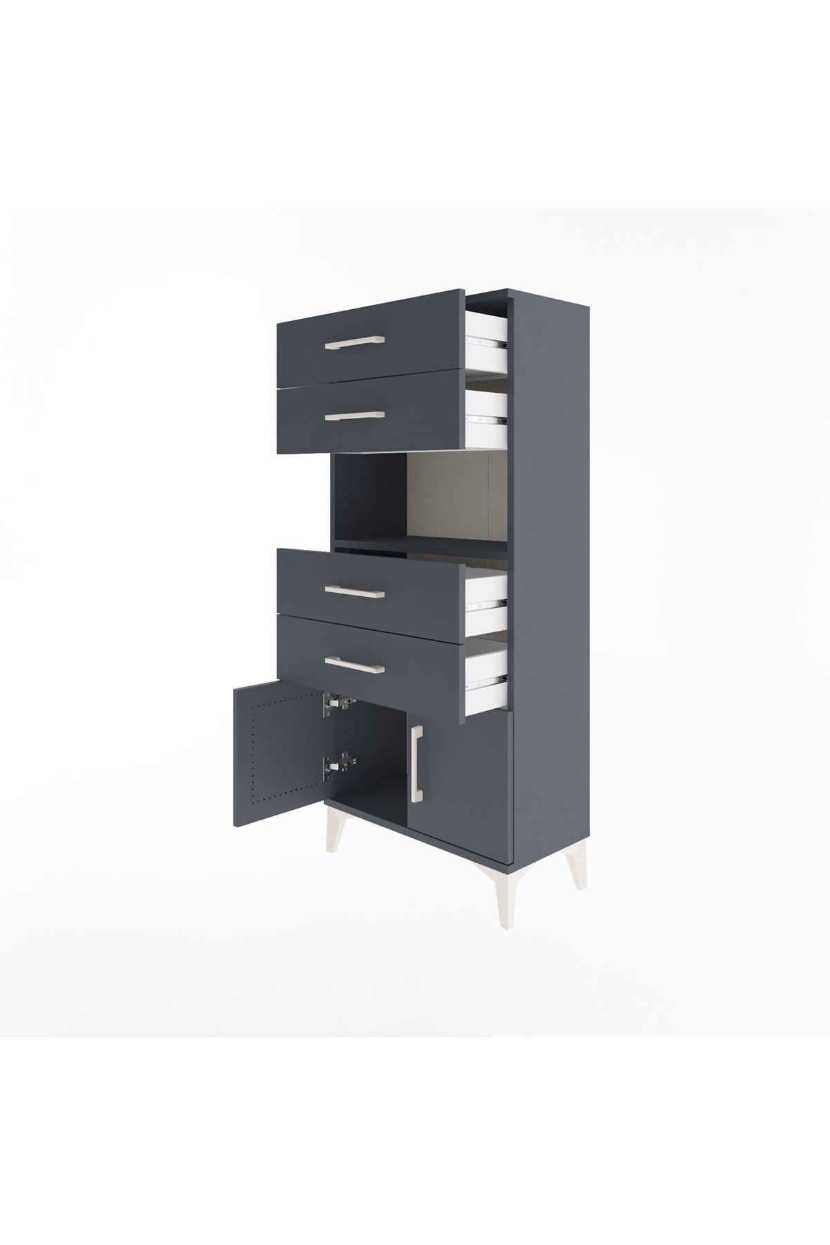 Arges Dolap Tek Raflı 4 Çekmeceli 2 Kapaklı 60x30x134 - S17M123V5A