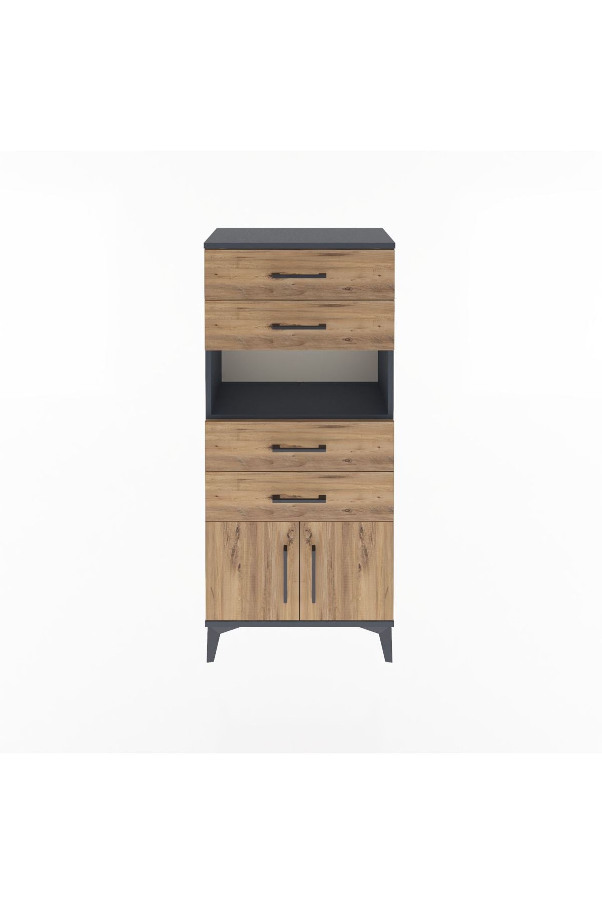 Arges Dolap Tek Raflı 4 Çekmeceli 2 Kapaklı 60x30x134 - S17M123V6A