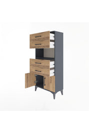 Arges Dolap Tek Raflı 4 Çekmeceli 2 Kapaklı 60x30x134 - S17M123V6A