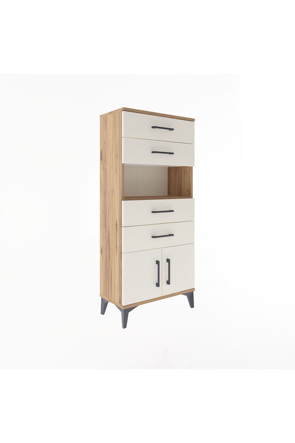 Arges Dolap Tek Raflı 4 Çekmeceli 2 Kapaklı 60x30x134 - S17M123V7A