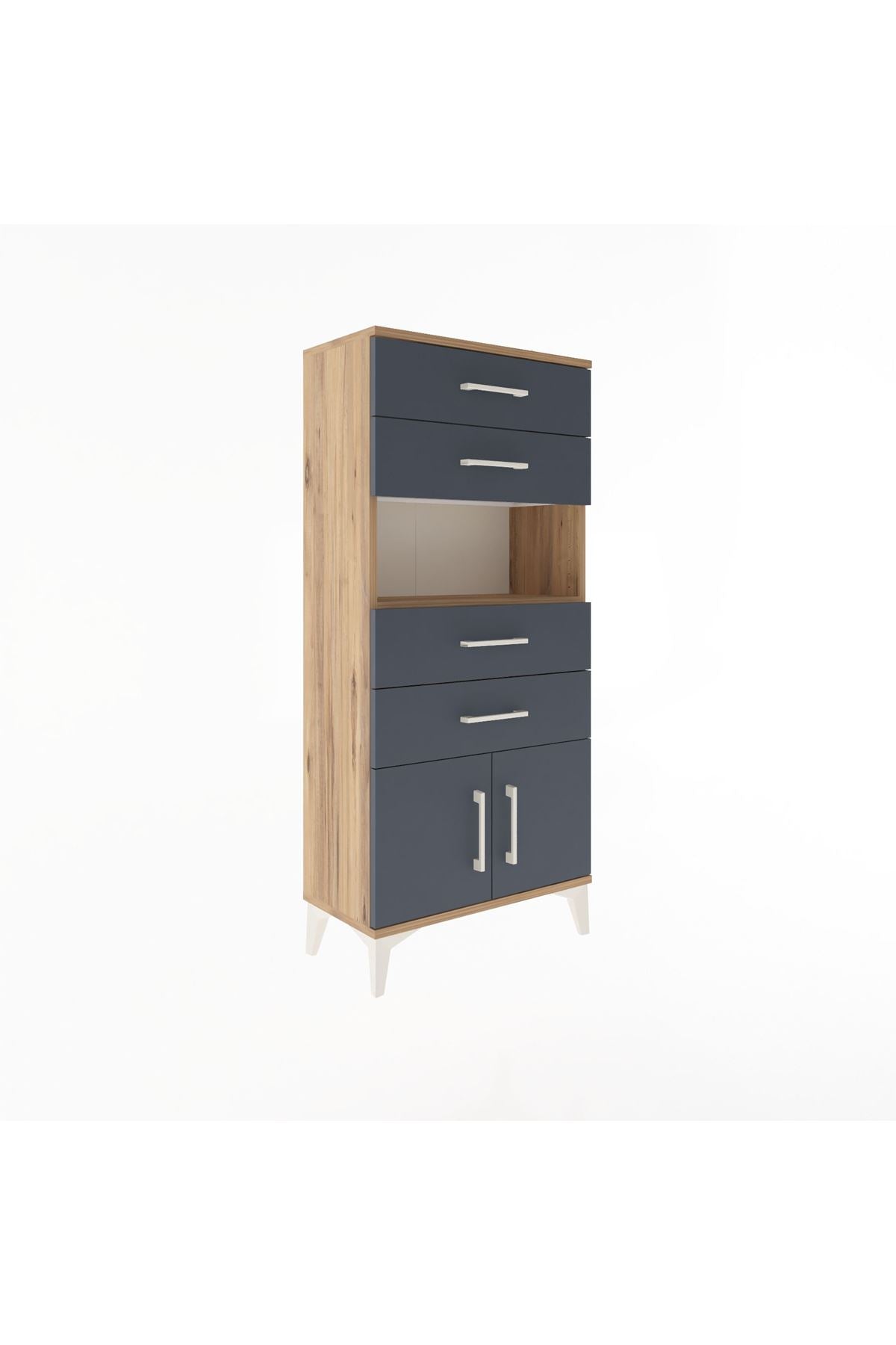 Arges Dolap Tek Raflı 4 Çekmeceli 2 Kapaklı 60x30x134 - S17M123V8A