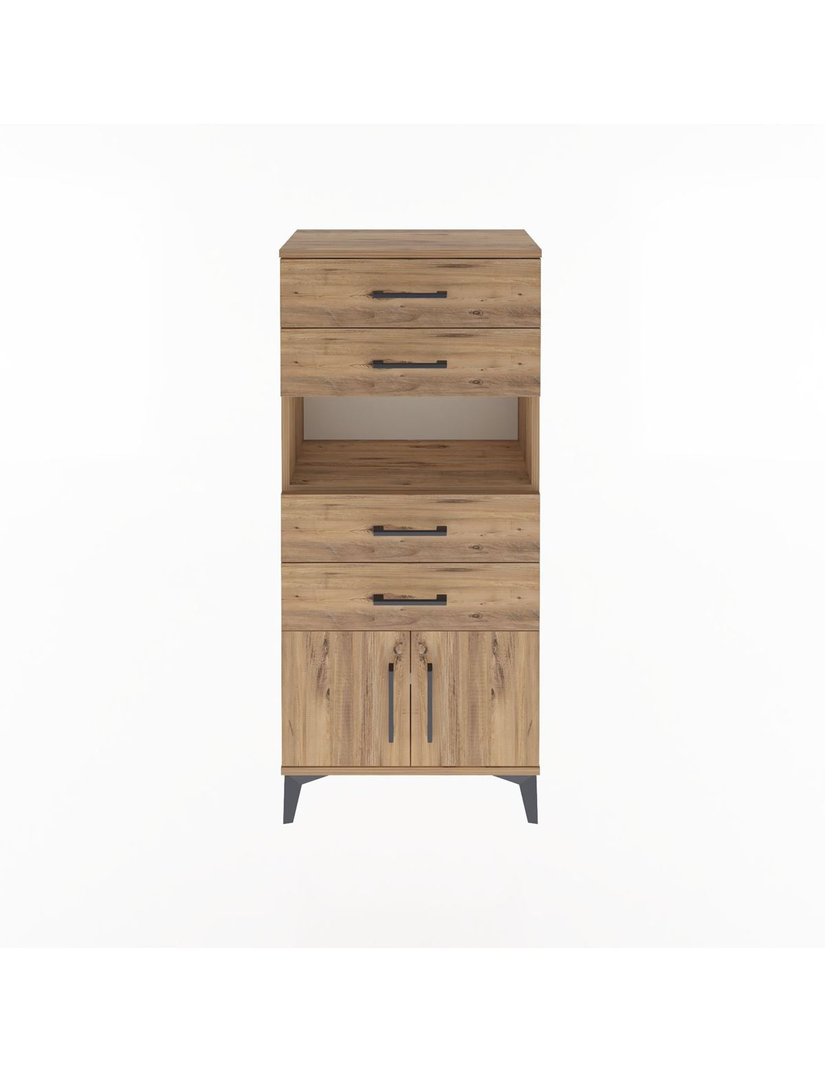 Arges Dolap Tek Raflı 4 Çekmeceli 2 Kapaklı 60x30x134 - S17M123V9A