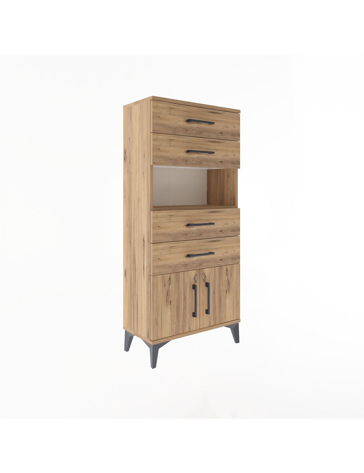 Arges Dolap Tek Raflı 4 Çekmeceli 2 Kapaklı 60x30x134 - S17M123V9A