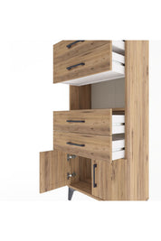 Arges Dolap Tek Raflı 4 Çekmeceli 2 Kapaklı 60x30x134 - S17M123V9A