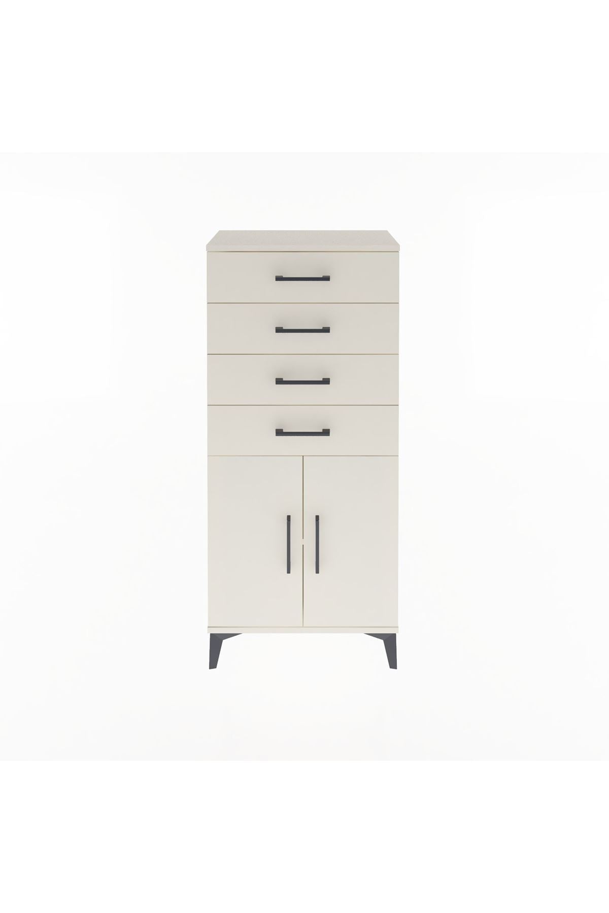 Arges Dolap Tek Raflı 4 Çekmeceli 2 Kapaklı 60x30x134 - S17M124V1A