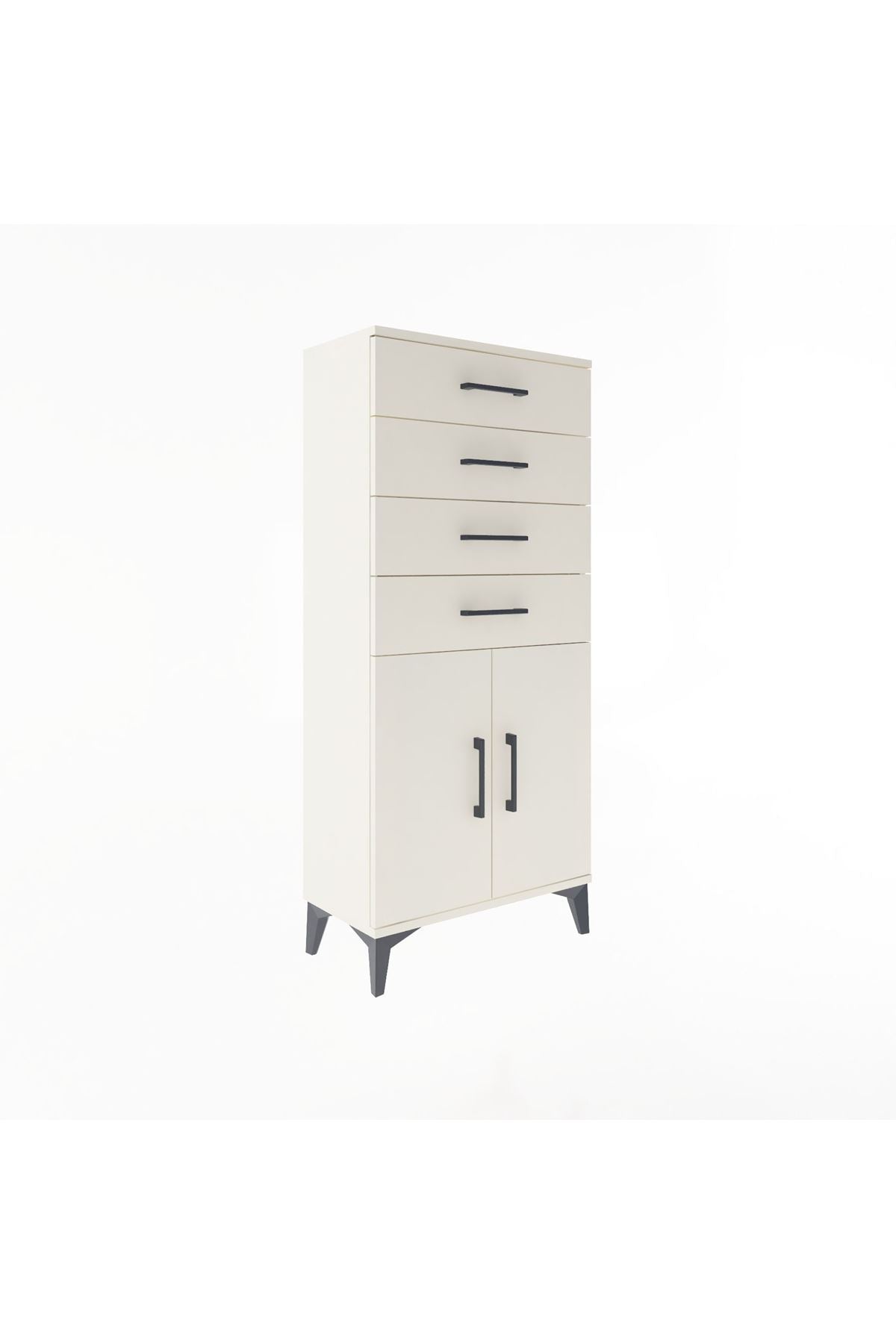 Arges Dolap Tek Raflı 4 Çekmeceli 2 Kapaklı 60x30x134 - S17M124V1A