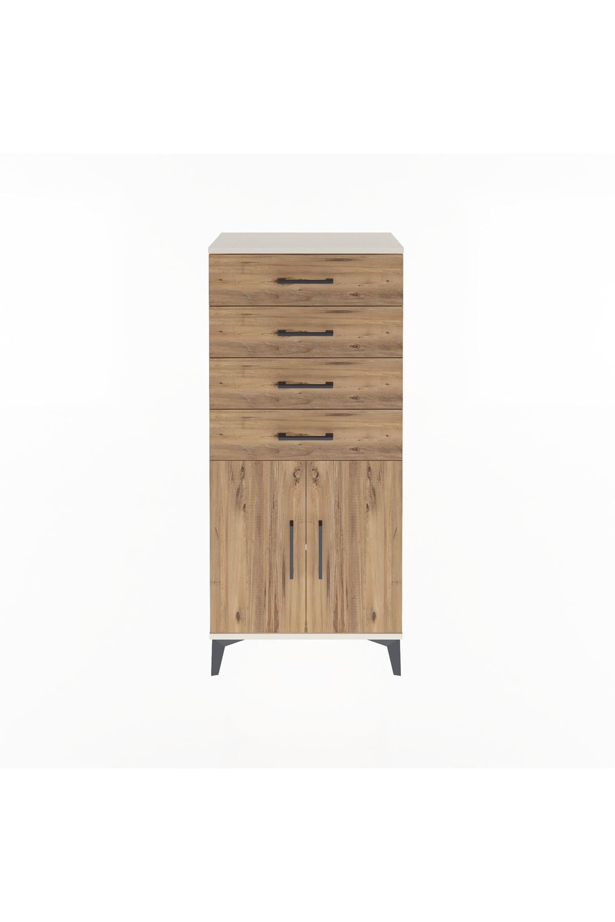 Arges Dolap Tek Raflı 4 Çekmeceli 2 Kapaklı 60x30x134 - S17M124V3A
