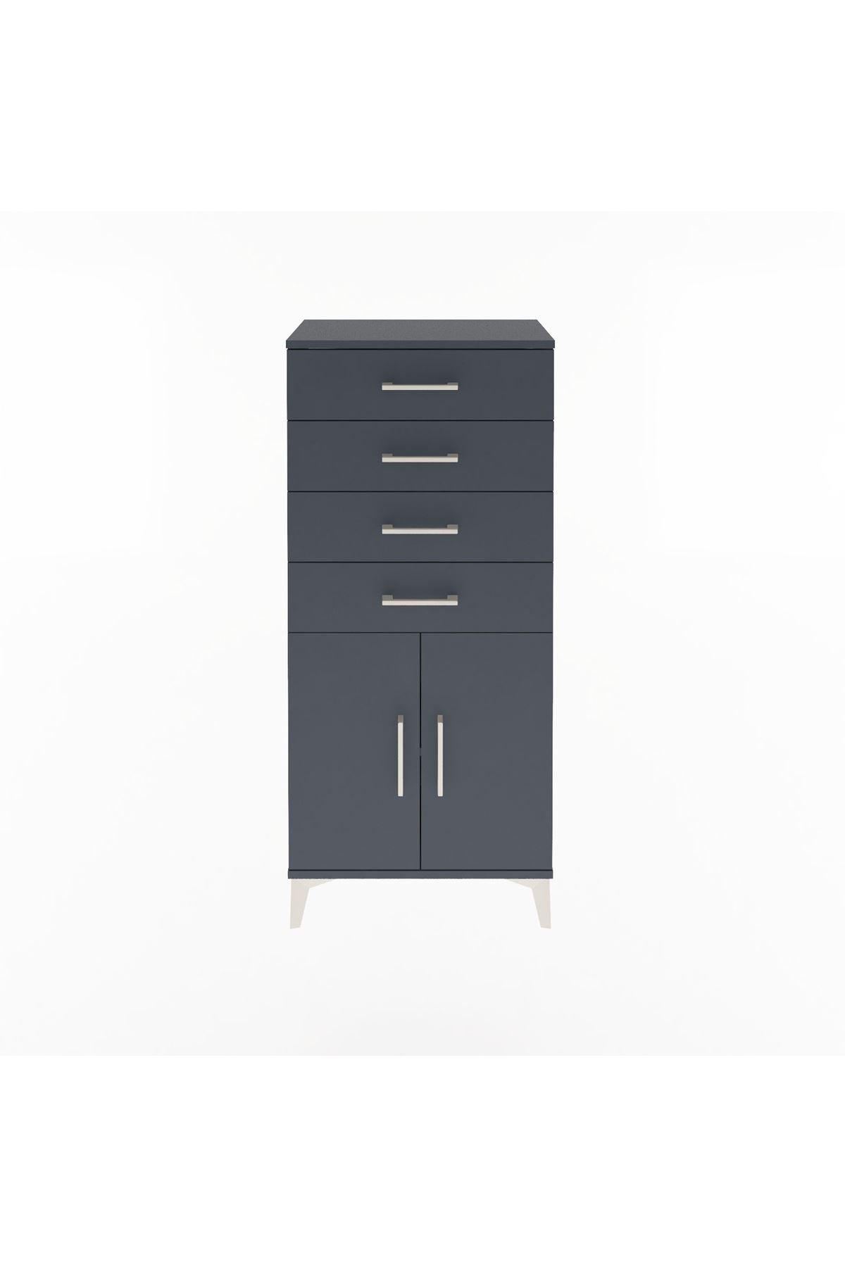 Arges Dolap Tek Raflı 4 Çekmeceli 2 Kapaklı 60x30x134 - S17M124V5A