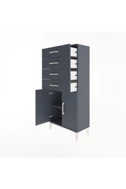 Arges Dolap Tek Raflı 4 Çekmeceli 2 Kapaklı 60x30x134 - S17M124V5A