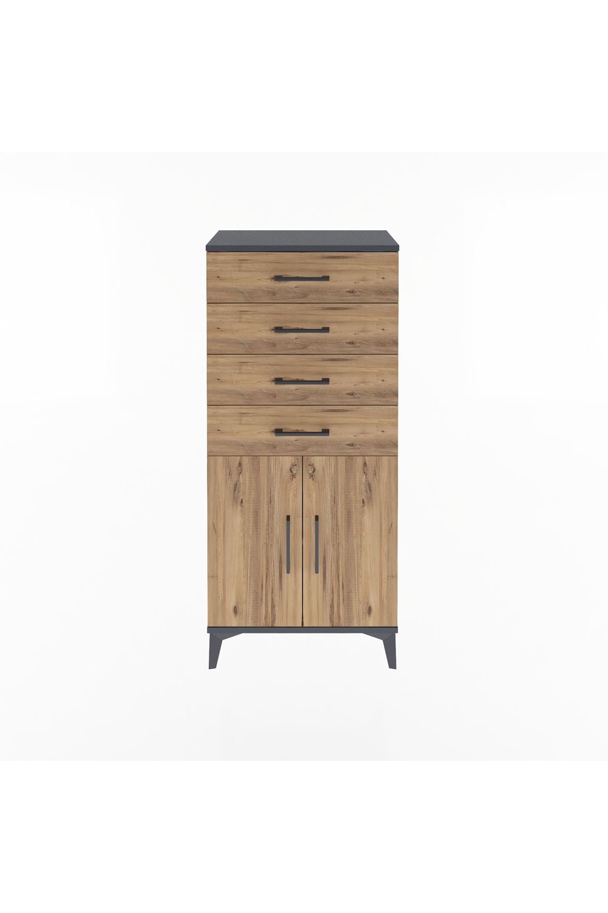 Arges Dolap Tek Raflı 4 Çekmeceli 2 Kapaklı 60x30x134 - S17M124V6A