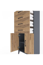 Arges Dolap Tek Raflı 4 Çekmeceli 2 Kapaklı 60x30x134 - S17M124V6A