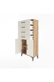 Arges Dolap Tek Raflı 4 Çekmeceli 2 Kapaklı 60x30x134 - S17M124V7A