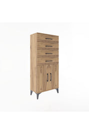 Arges Dolap Tek Raflı 4 Çekmeceli 2 Kapaklı 60x30x134 - S17M124V9A
