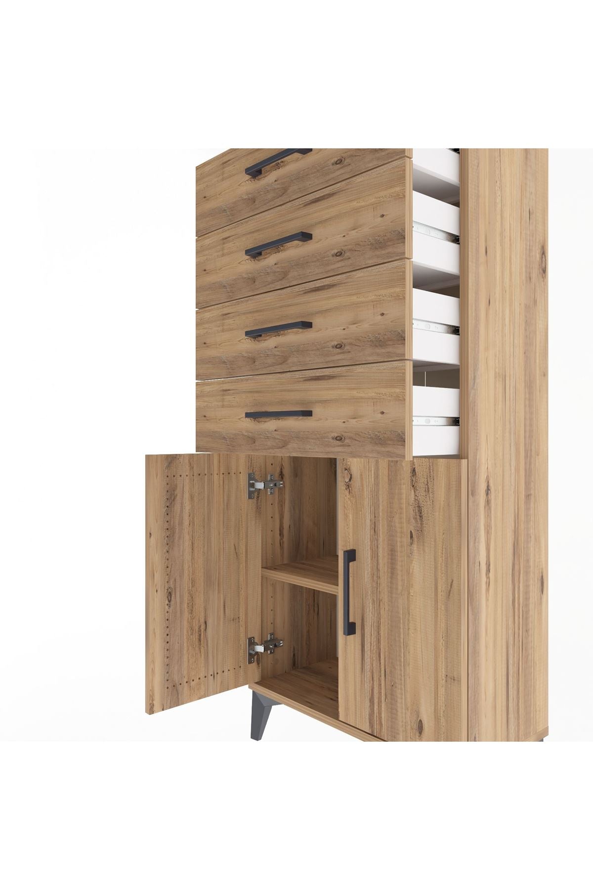 Arges Dolap Tek Raflı 4 Çekmeceli 2 Kapaklı 60x30x134 - S17M124V9A