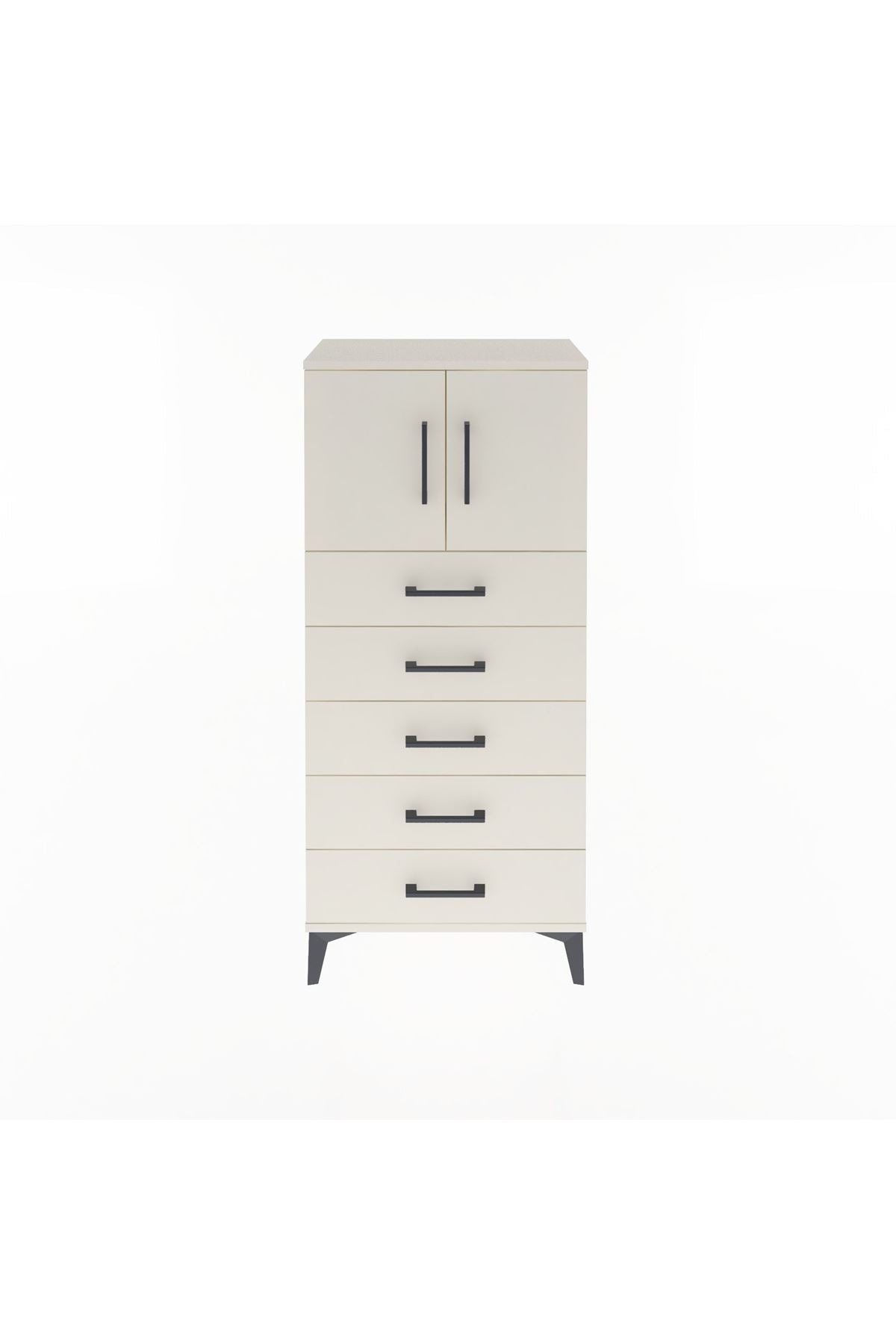 Arges Dolap Tek Raflı 4 Çekmeceli 2 Kapaklı 60x30x134 - S17M125V1A