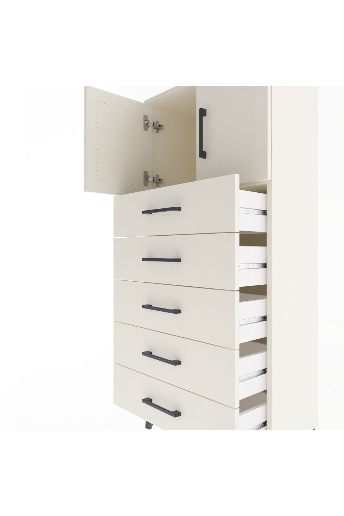 Arges Dolap Tek Raflı 4 Çekmeceli 2 Kapaklı 60x30x134 - S17M125V1A