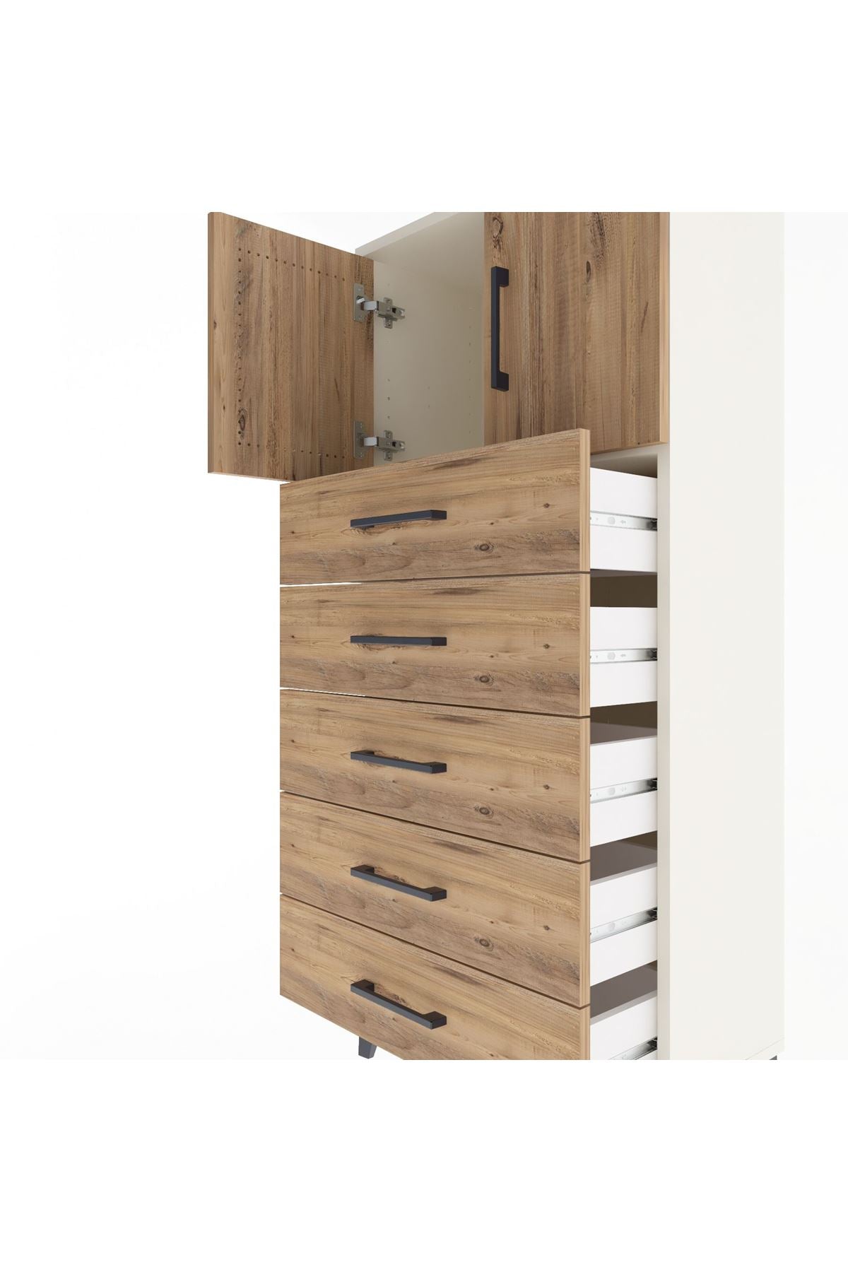Arges Dolap Tek Raflı 4 Çekmeceli 2 Kapaklı 60x30x134 - S17M125V3A